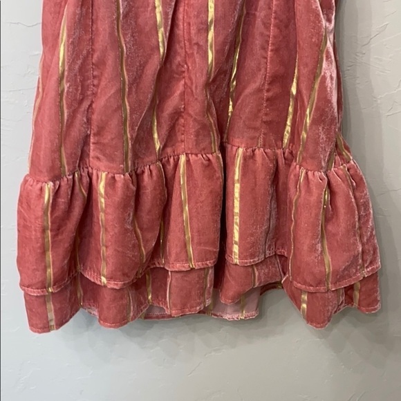 Lost+Wander pink and gold striped velvet dress M. - Picture 11 of 12